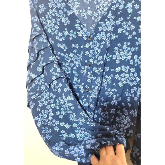 Draper James RSVP Body Suit Blouse XXL Floral Button Ruffle Sleeve Boho Prairie - Picture 9 of 13